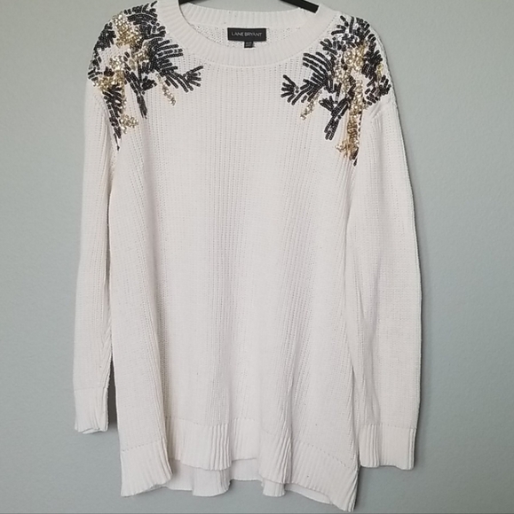Lane Bryant Blingy Girly Embellished Shoulder Sweater 18/20 - Picture 2 of 7